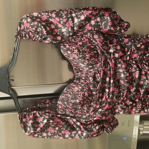 💕FOR LOVE AND LEMONS💕 Melrose Mini Satin Dress ~ Floral Rose Print Large NWT - Picture 13 of 16